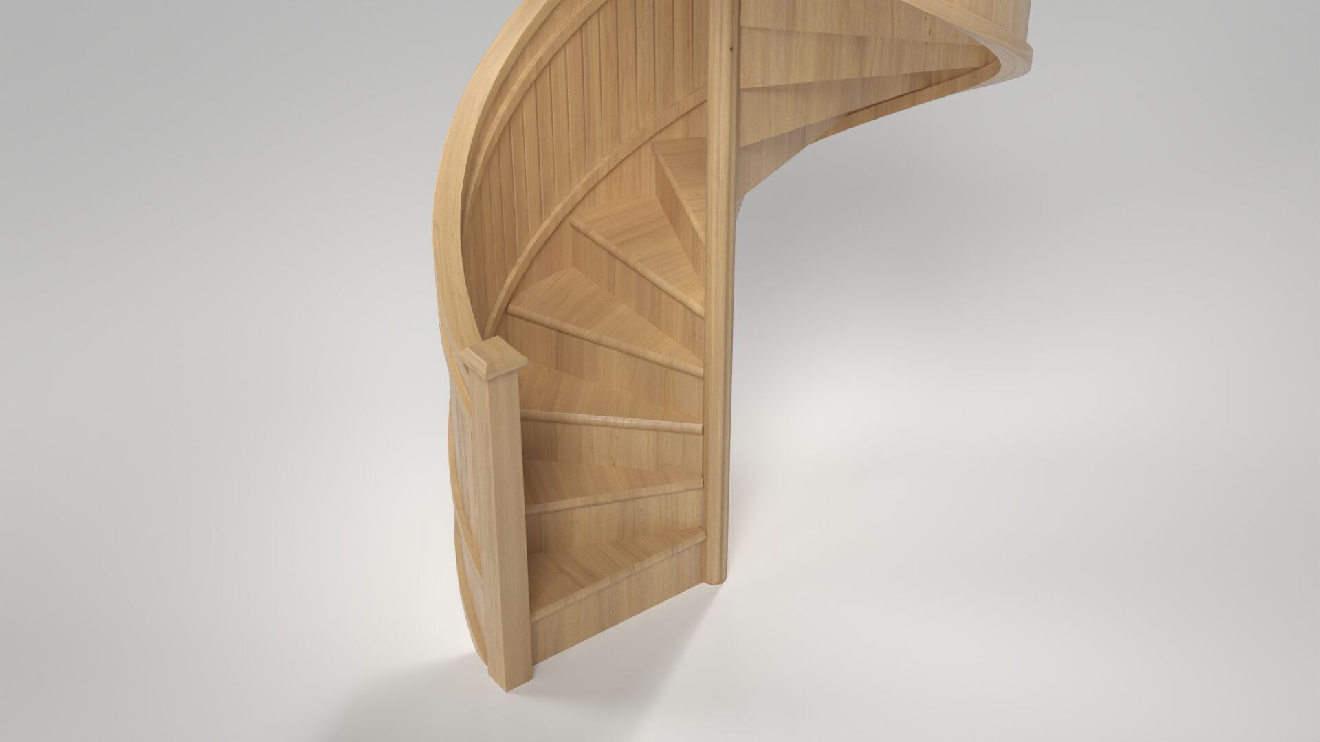 Light Oak Wooden Spiral Staircase Low-poly 3D model_3
