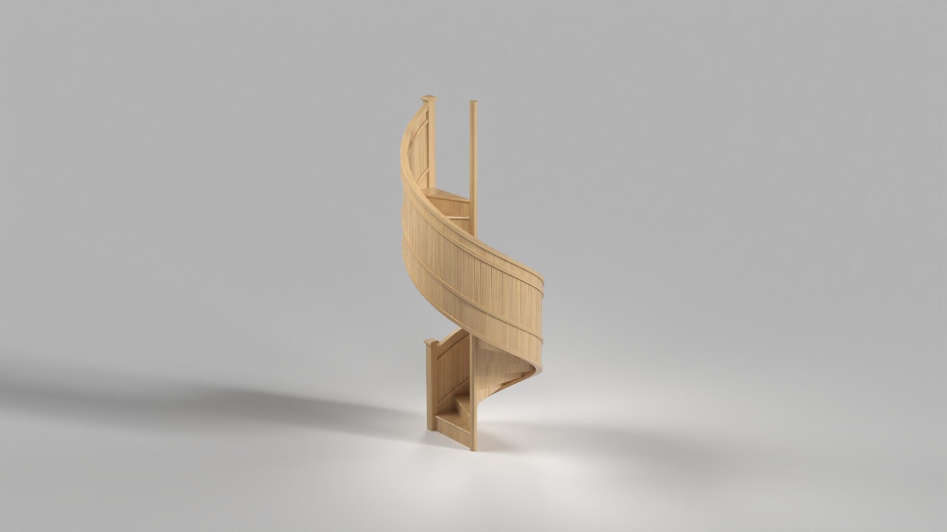 Light Oak Wooden Spiral Staircase Low-poly 3D model_7