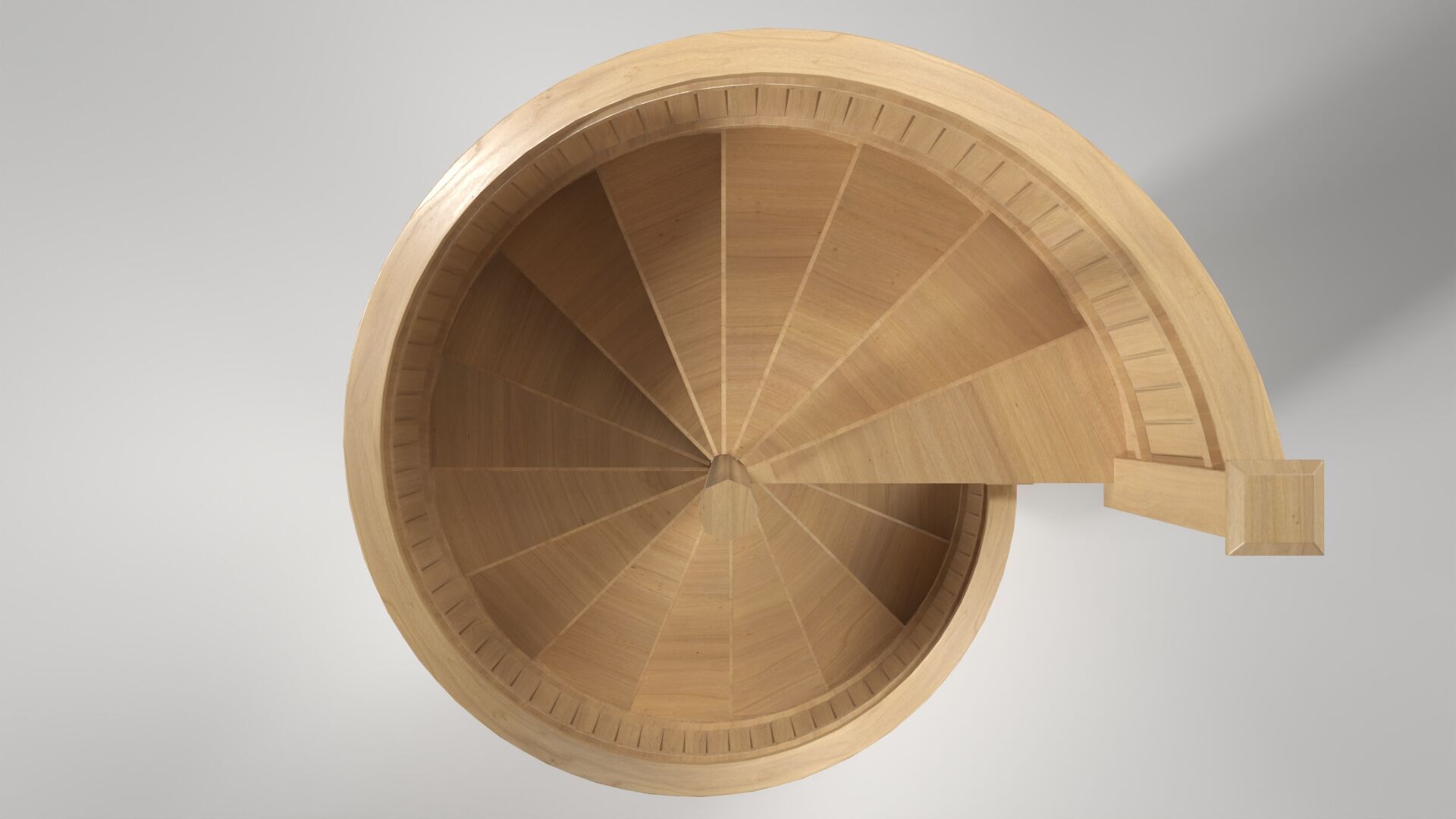 Light Oak Wooden Spiral Staircase Low-poly 3D model_4