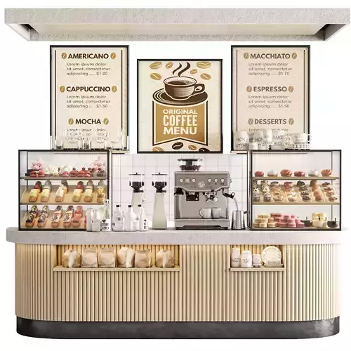 Coffee point with desserts sweets in the shopping center