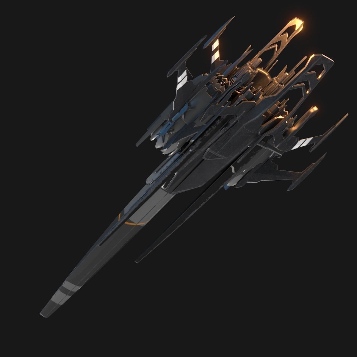 Sleek Starship 3D model_2
