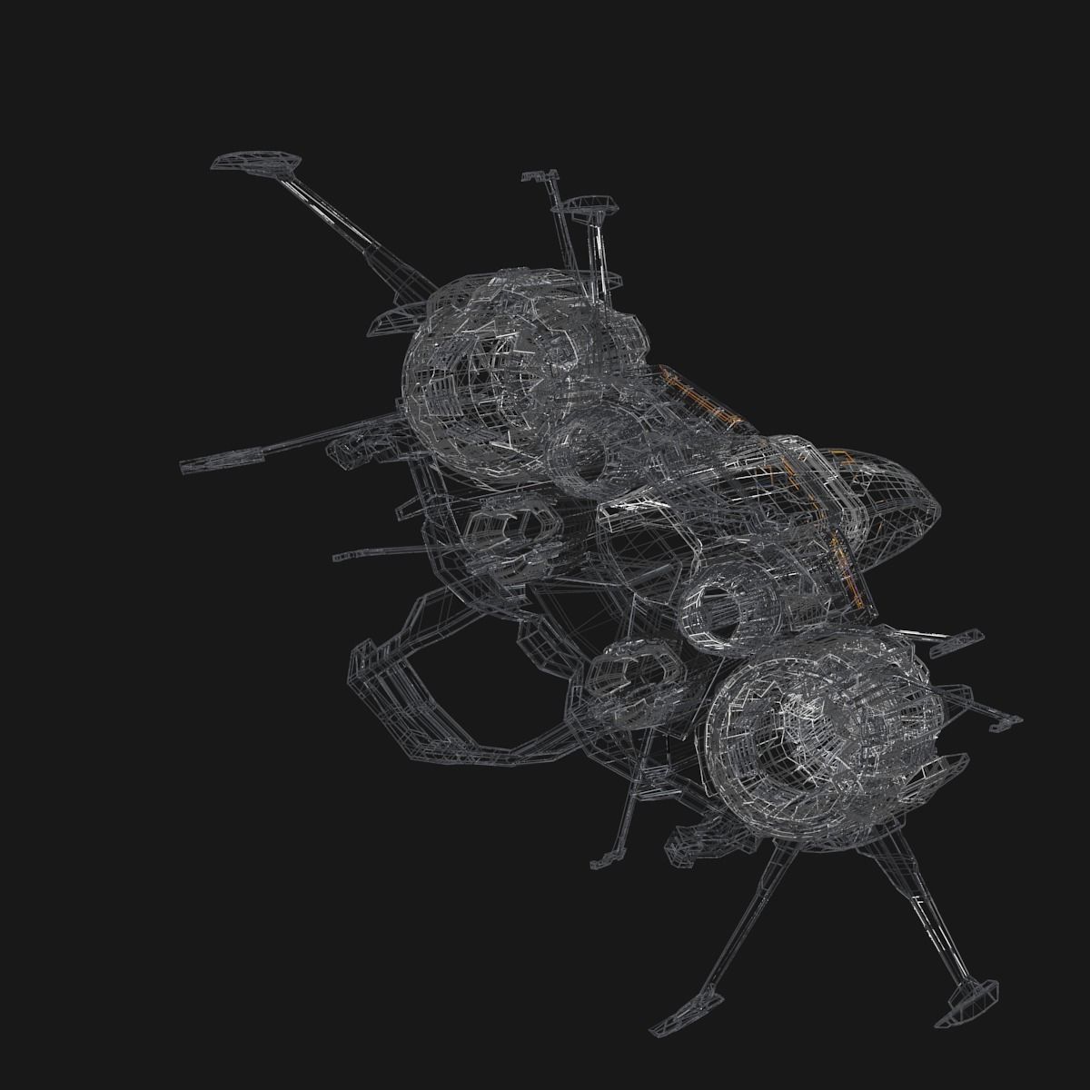 Sleek Starship 3D model_13