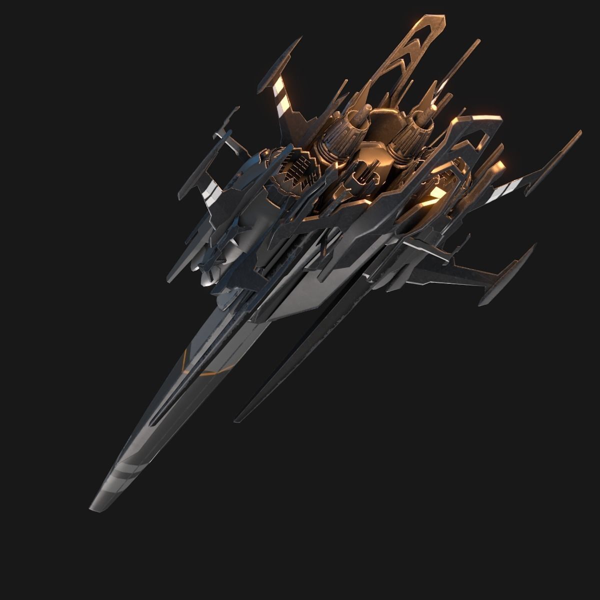 Sleek Starship 3D model_4