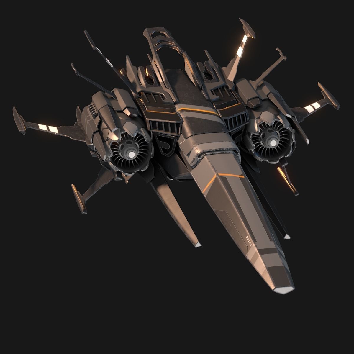 Sleek Starship 3D model_0
