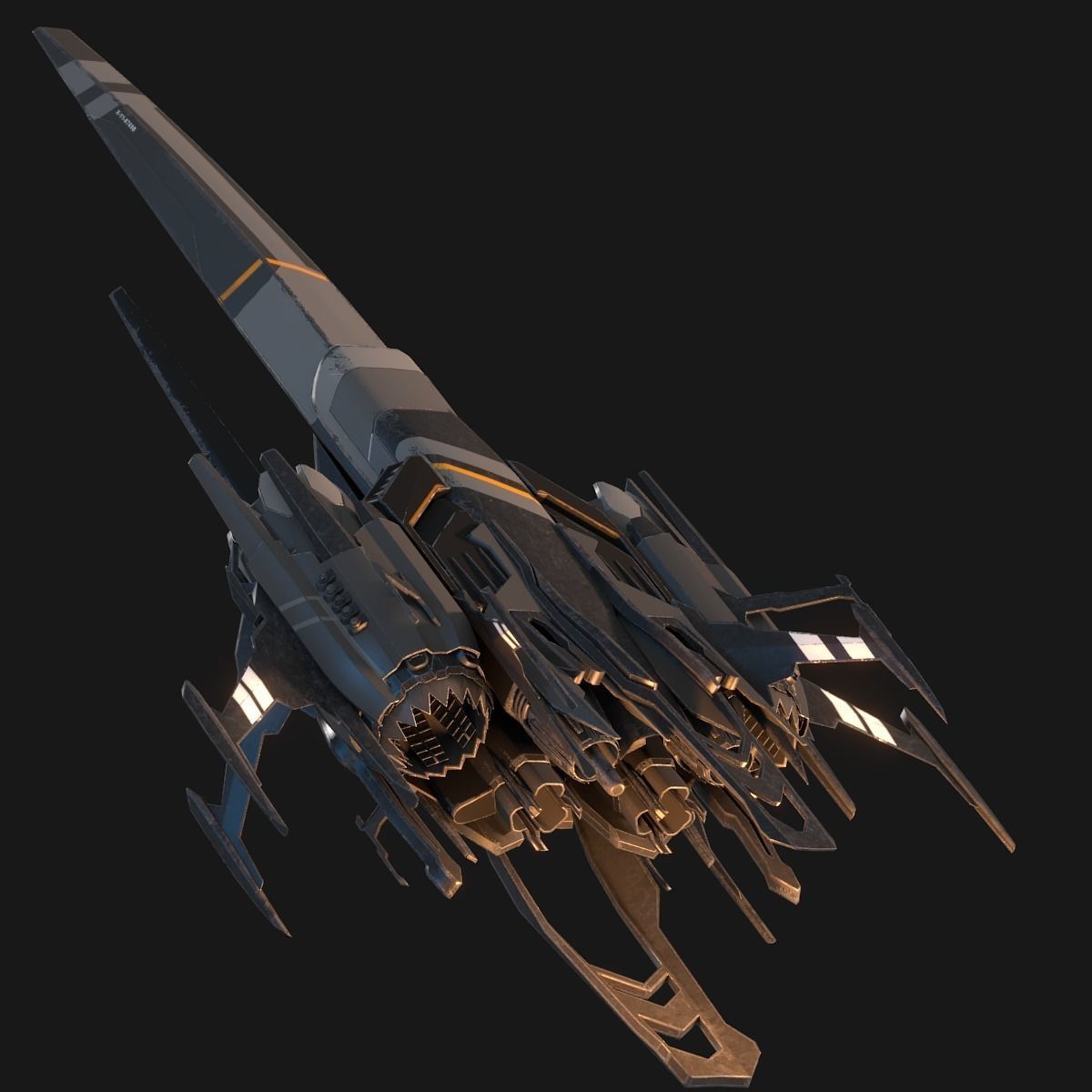 Sleek Starship 3D model_5