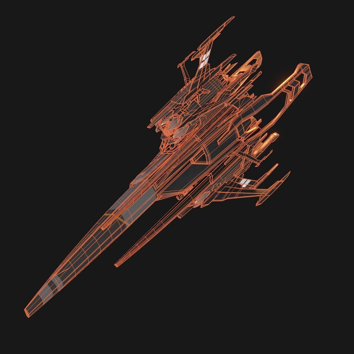 Sleek Starship 3D model_17