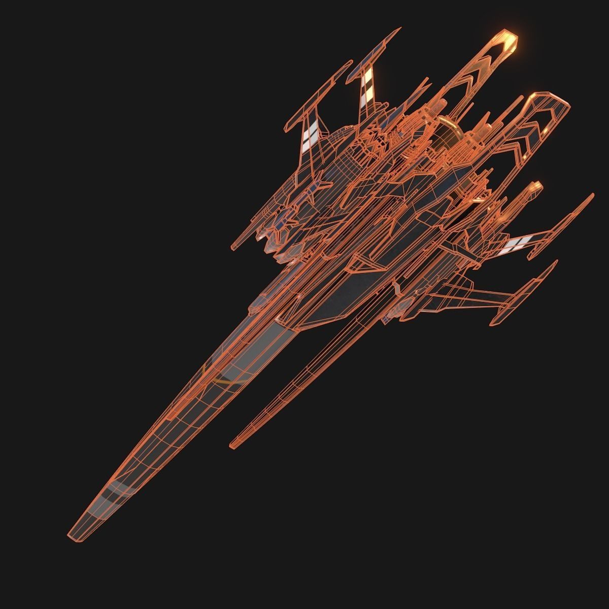 Sleek Starship 3D model_18