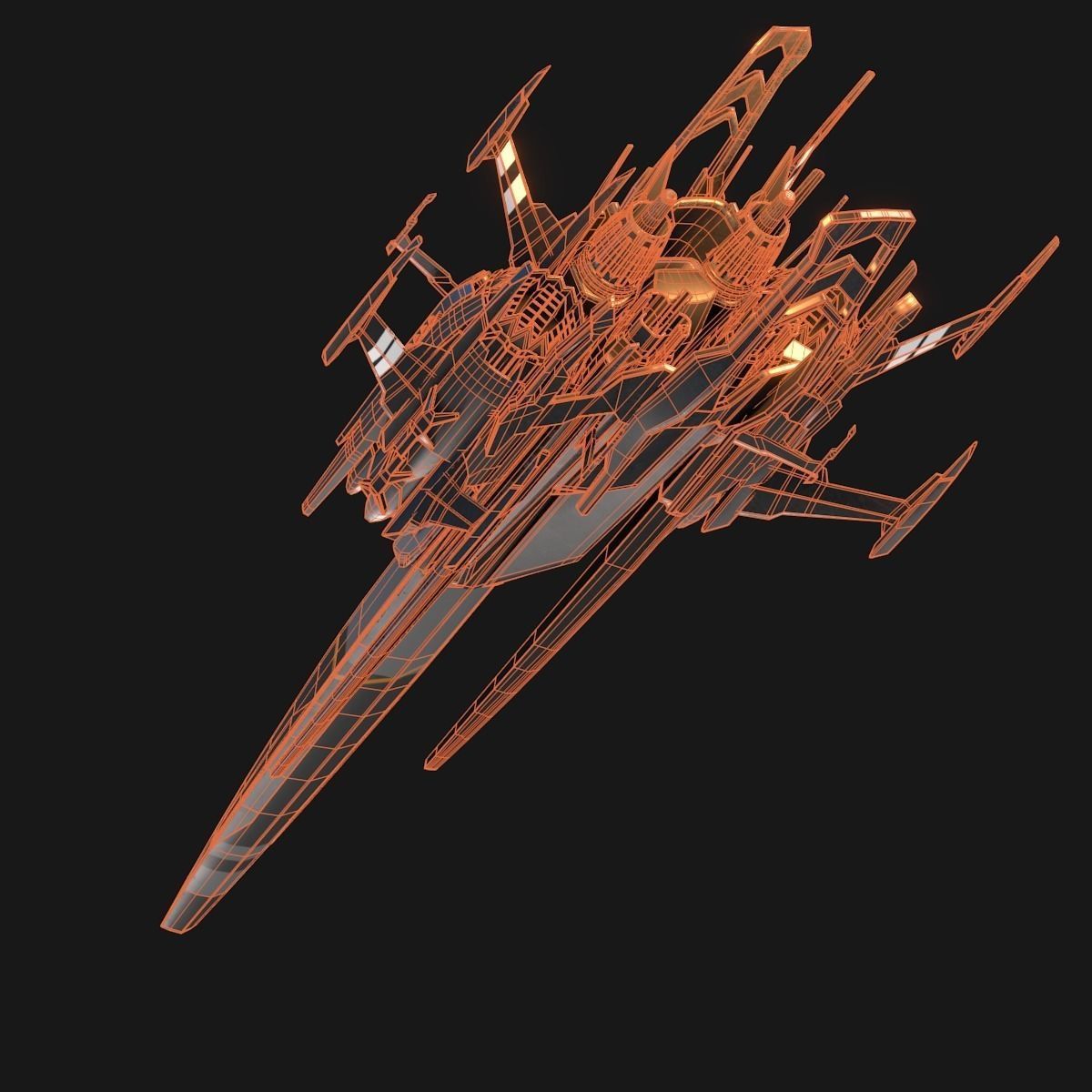 Sleek Starship 3D model_21