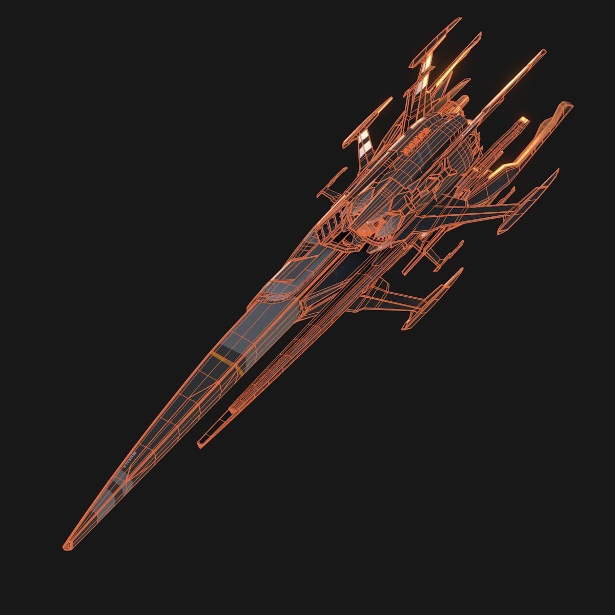 Sleek Starship 3D model_14