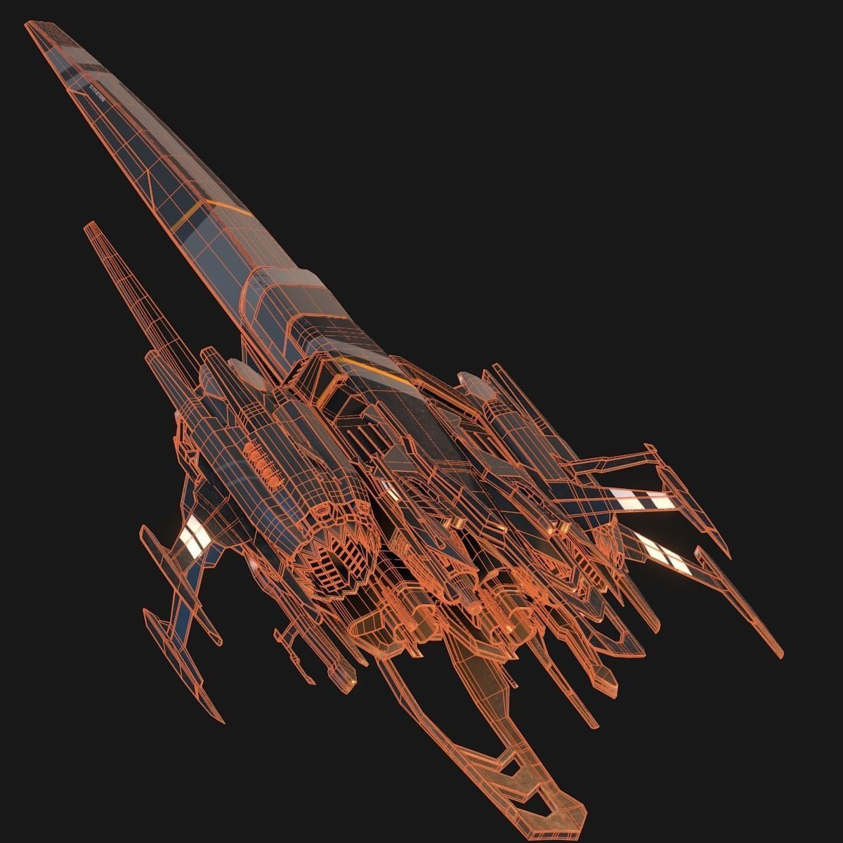 Sleek Starship 3D model_19