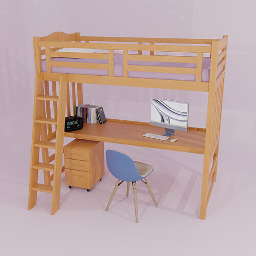 Loft bed and chest 3D model