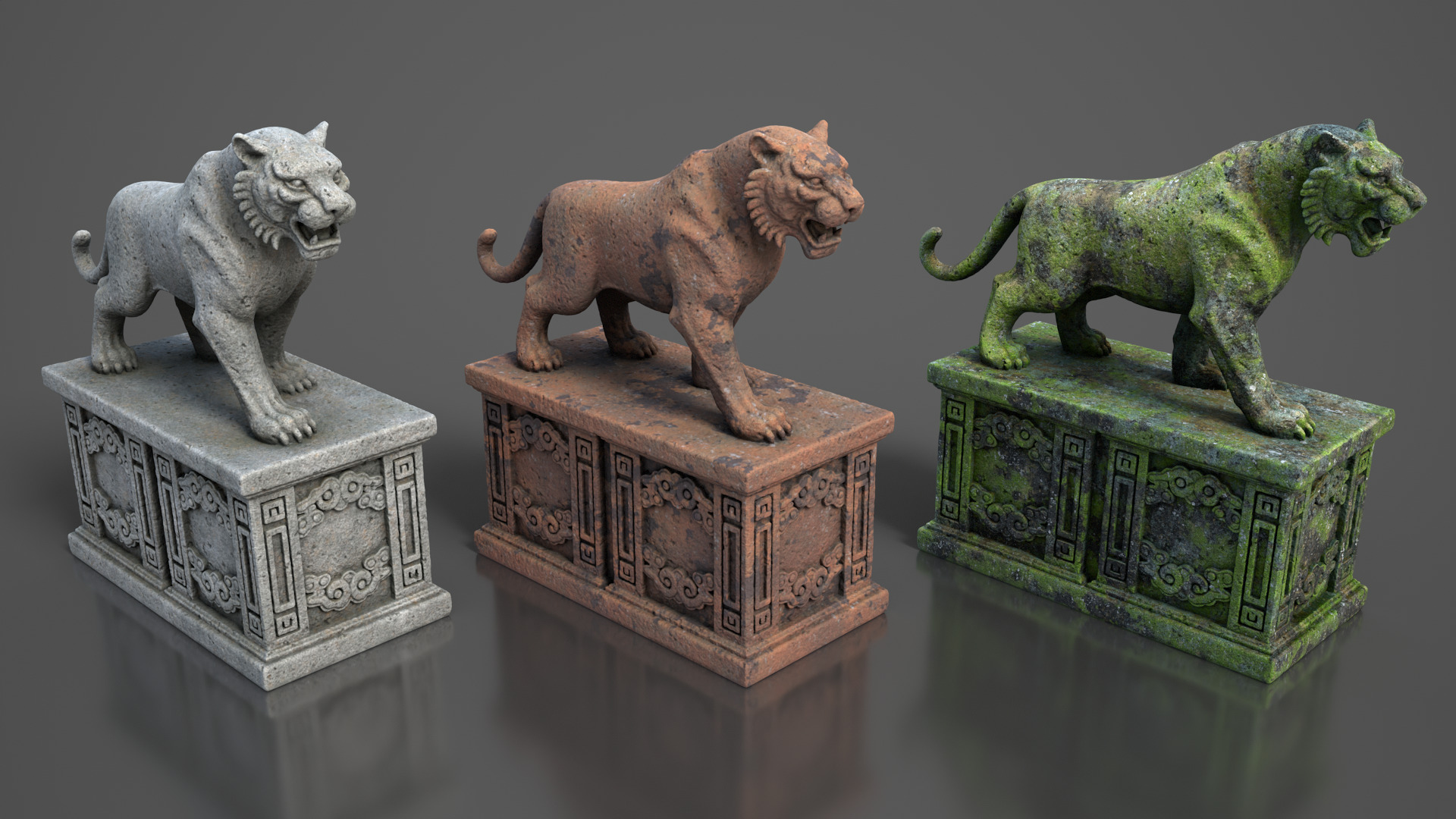 Ancient Asia Stone Statue Pack A - 250602 Low-poly 3D model_2