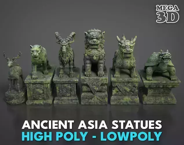 Ancient Asia Stone Statue Pack A - 250602
