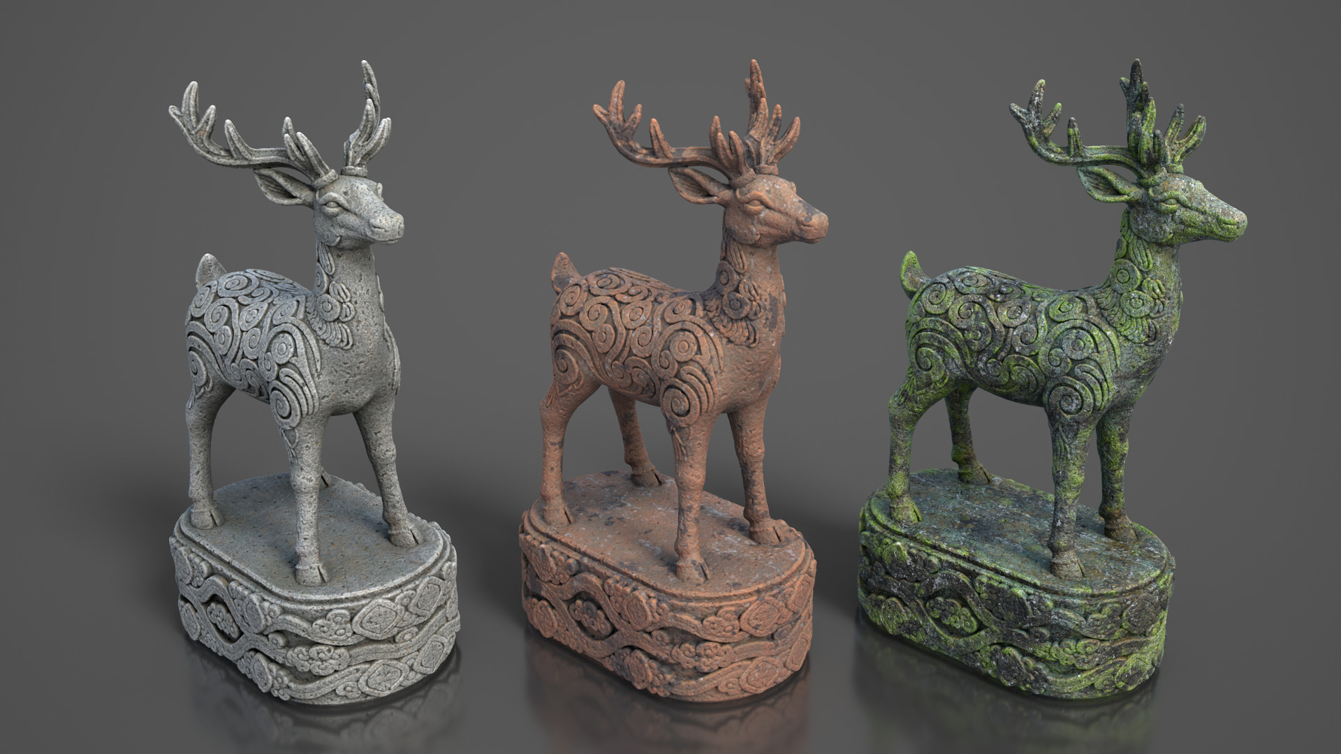 Ancient Asia Stone Statue Pack A - 250602 Low-poly 3D model_8