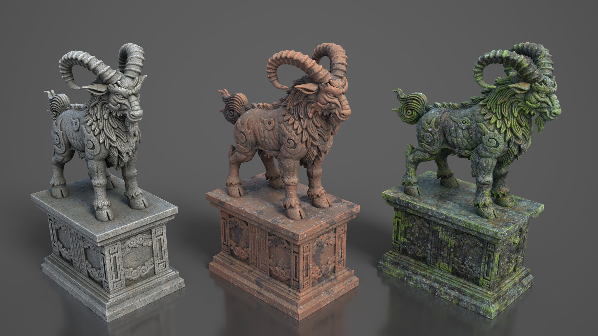 Ancient Asia Stone Statue Pack A - 250602 Low-poly 3D model_12