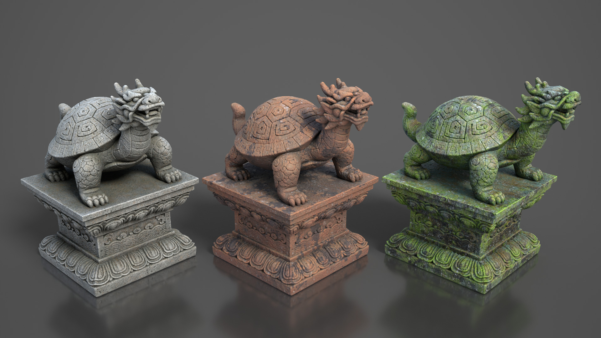Ancient Asia Stone Statue Pack A - 250602 Low-poly 3D model_10