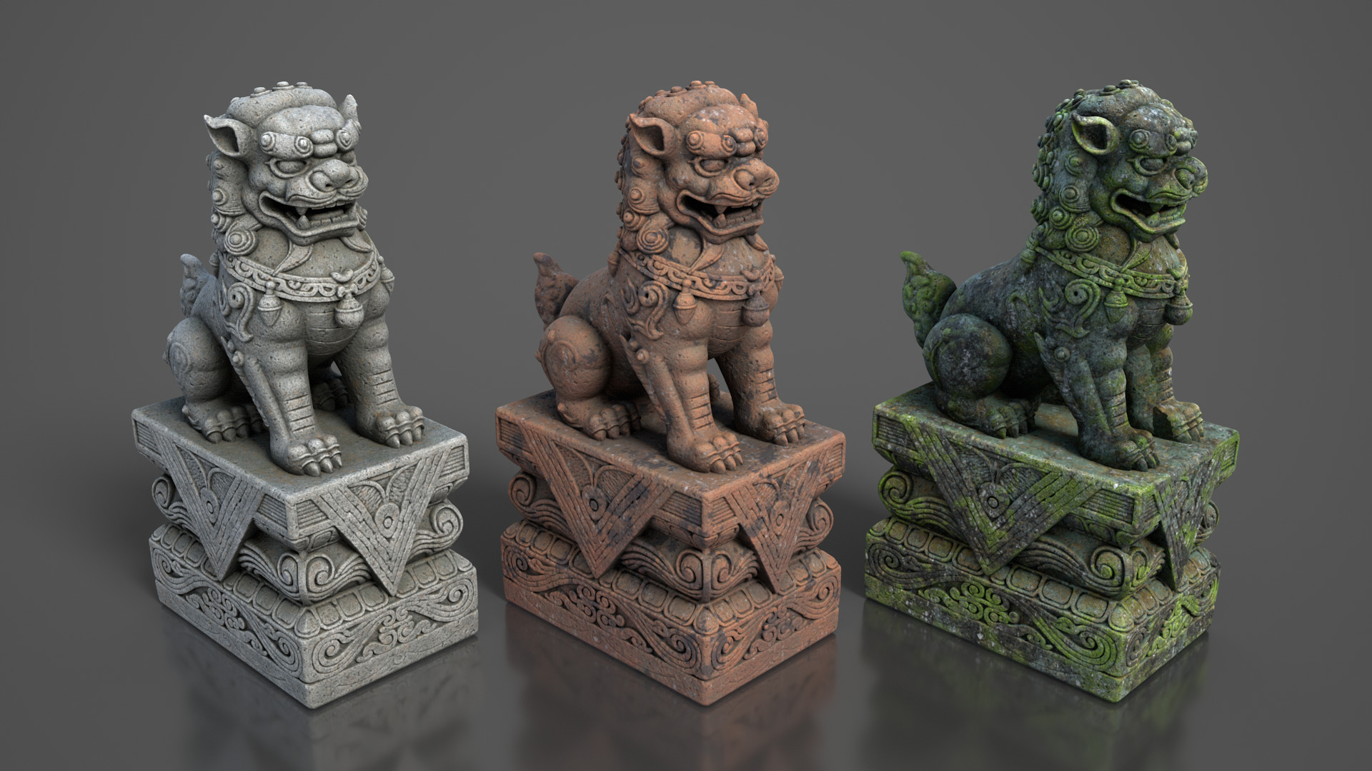Ancient Asia Stone Statue Pack A - 250602 Low-poly 3D model_4