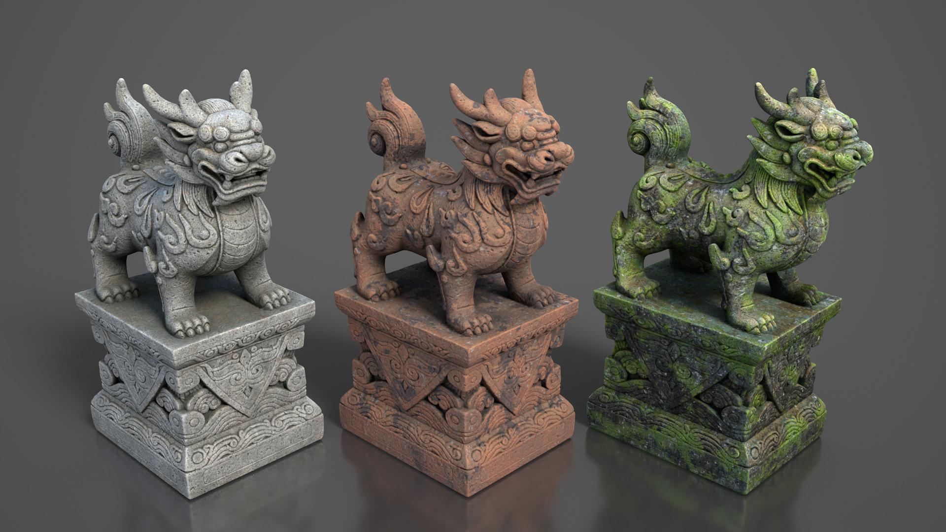 Ancient Asia Stone Statue Pack A - 250602 Low-poly 3D model_6