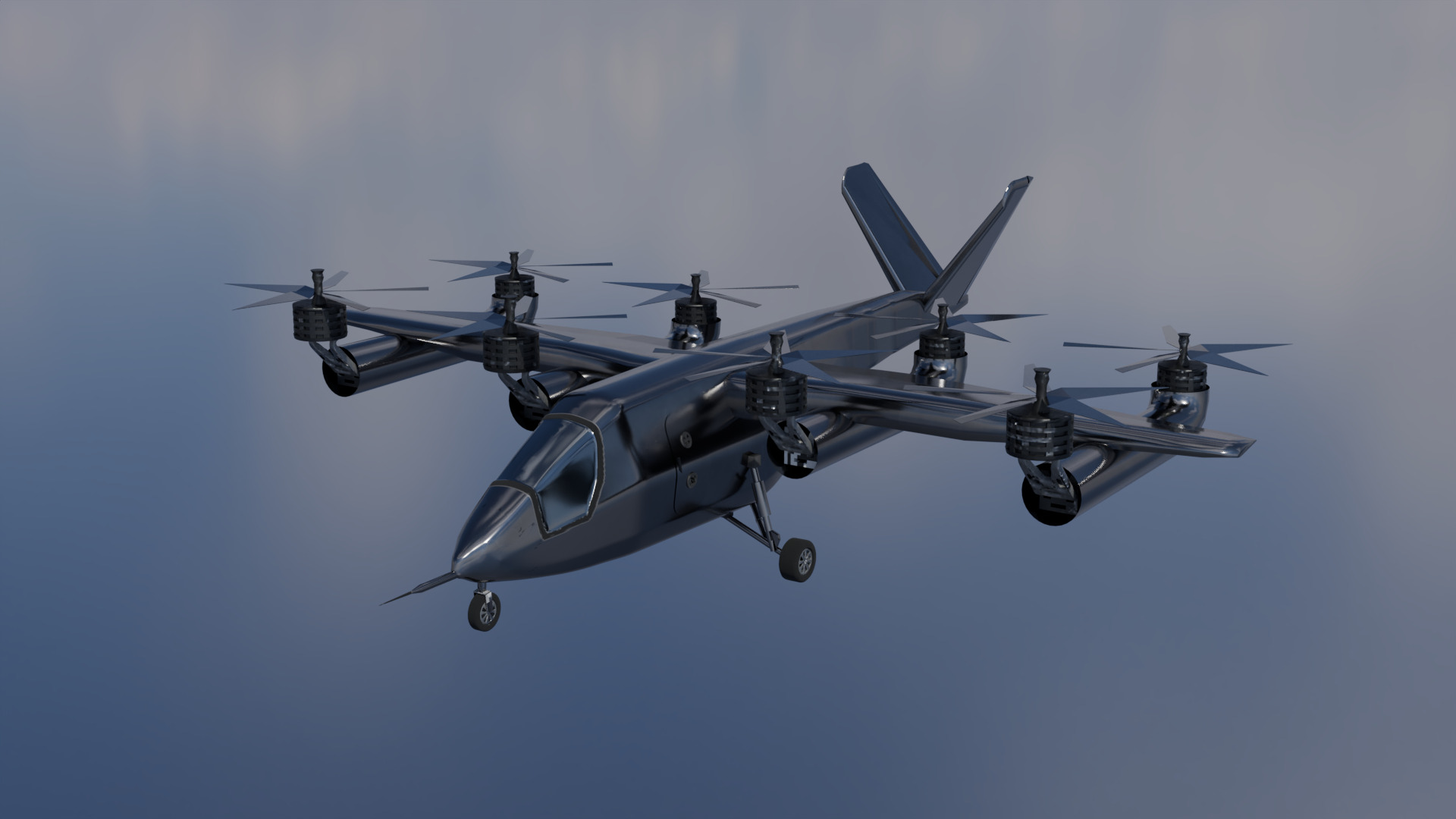 Low Poly Vertical Aerospace VX4 eVTOL  Game-Ready 3D Model Low-poly 3D model_4