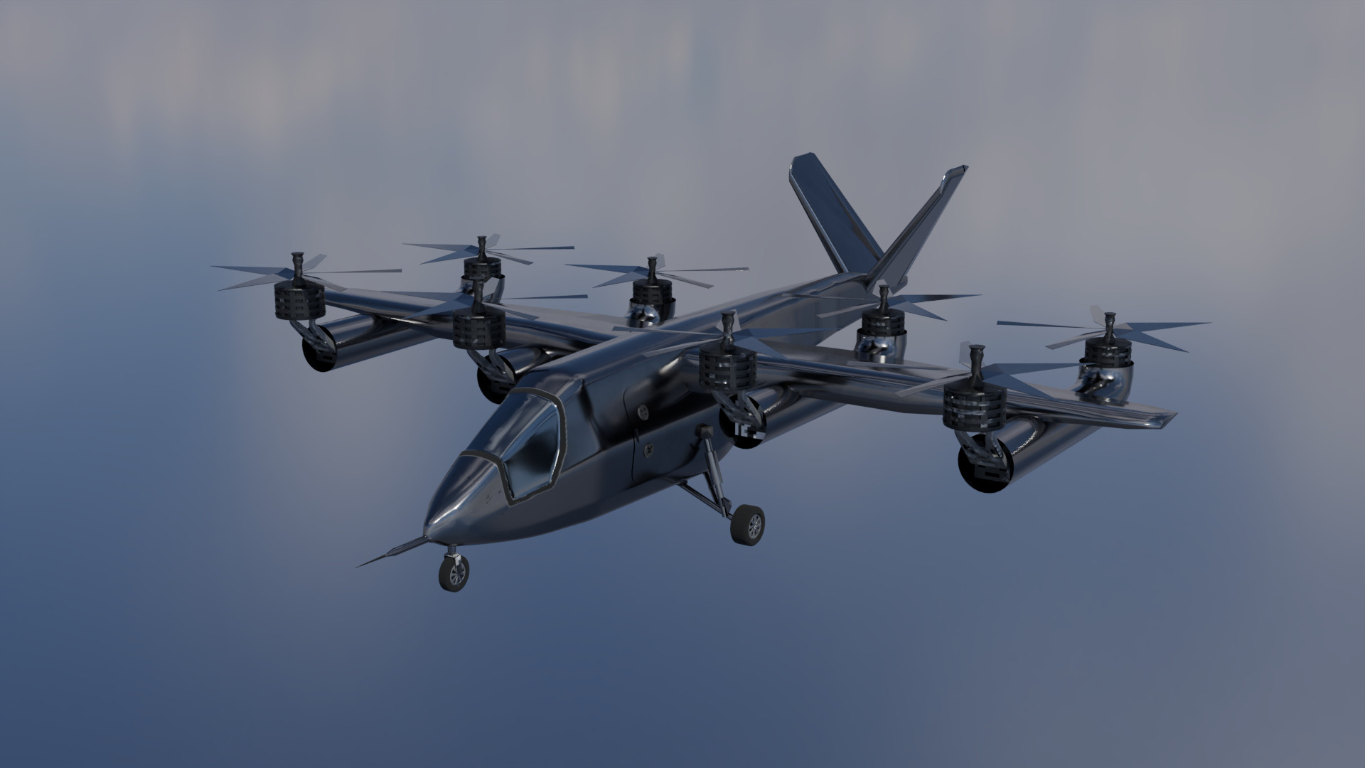 Low Poly Vertical Aerospace VX4 eVTOL  Game-Ready 3D Model Low-poly 3D model_5