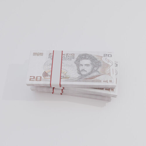 20 Austrian Schilling Currency Low-poly 3D model