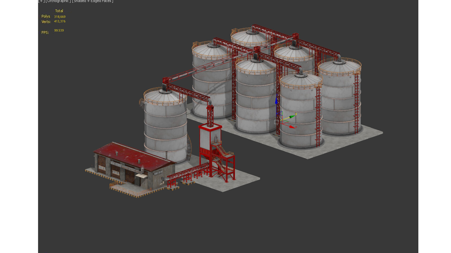 Huge Refinery Low-poly 3D model_11