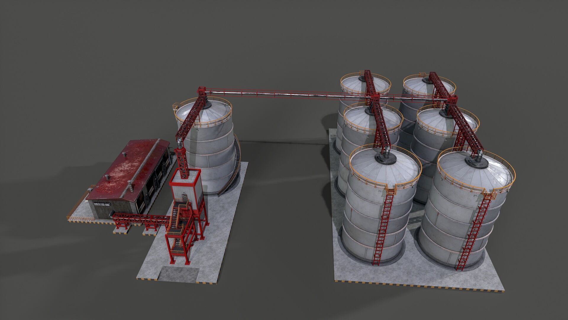 Huge Refinery Low-poly 3D model_1