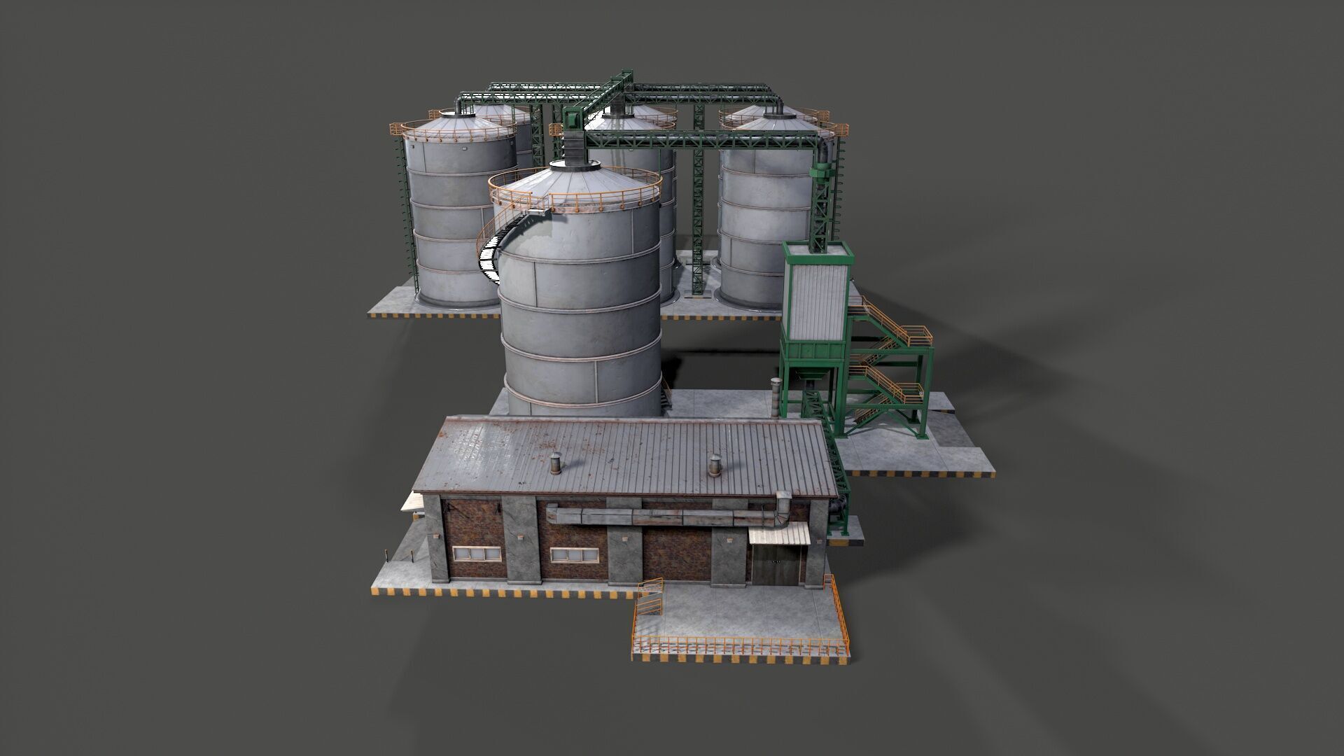Huge Refinery Low-poly 3D model_8