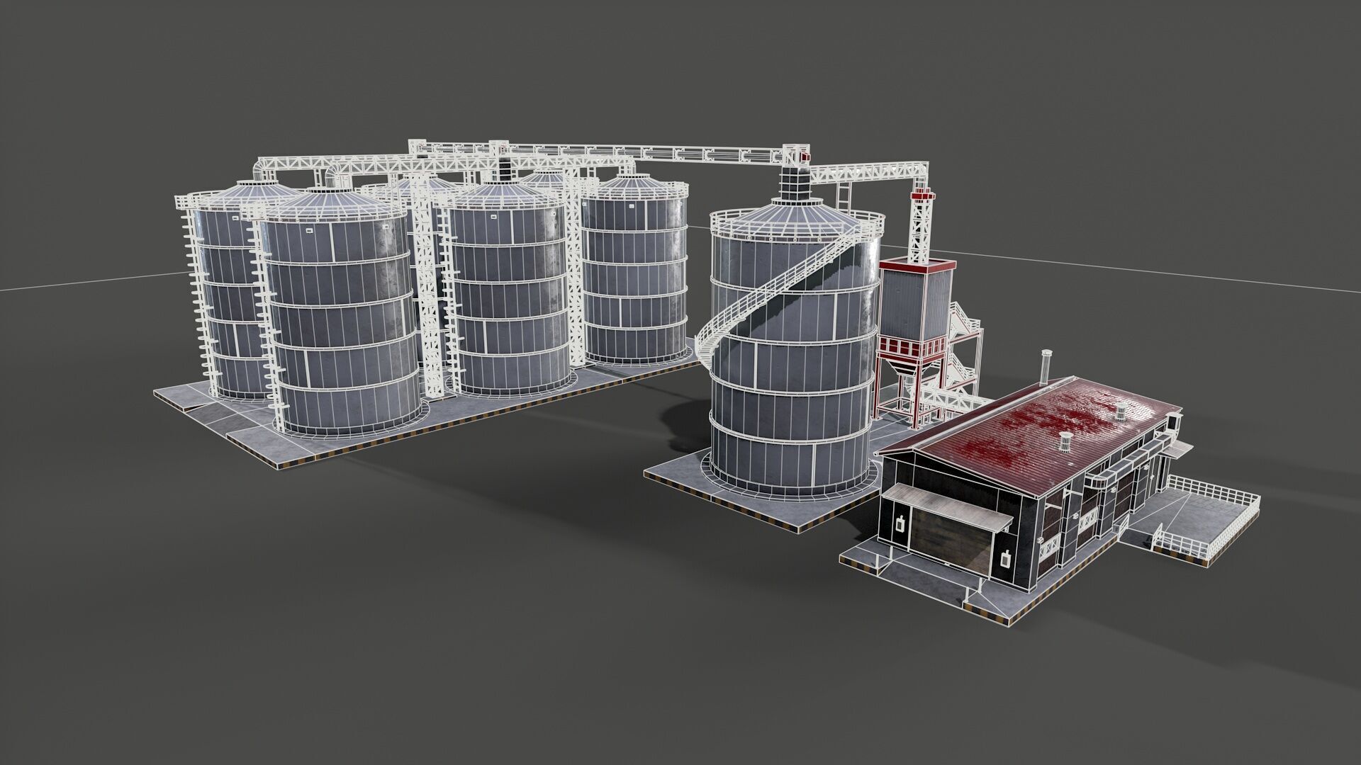 Huge Refinery Low-poly 3D model_9
