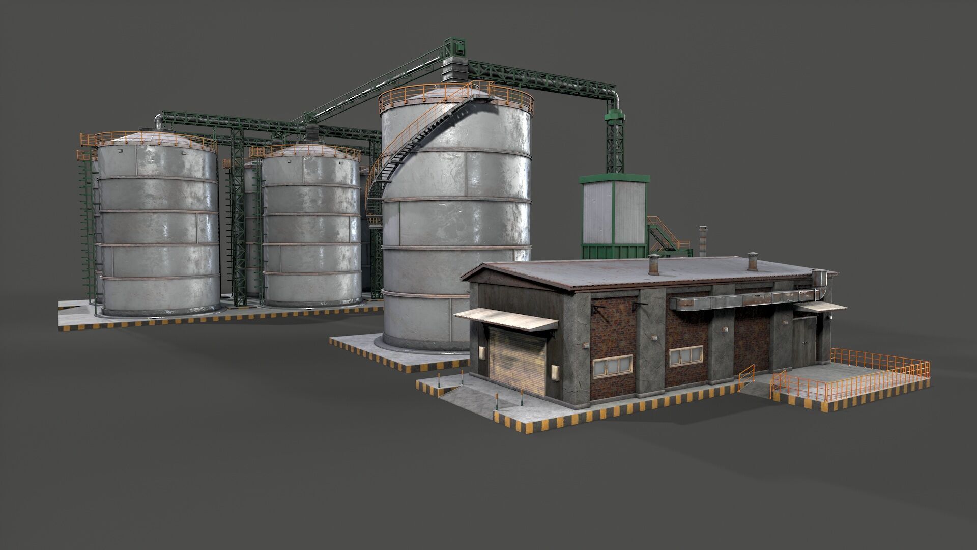Huge Refinery Low-poly 3D model_2