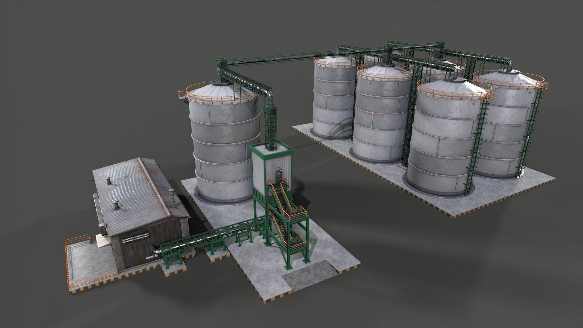 Huge Refinery Low-poly 3D model_7