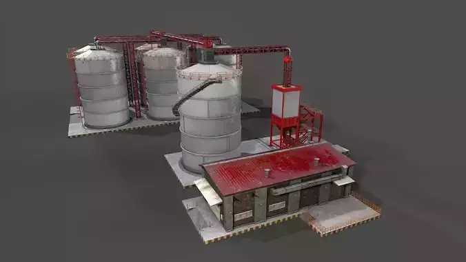 Huge Refinery Low-poly 3D model