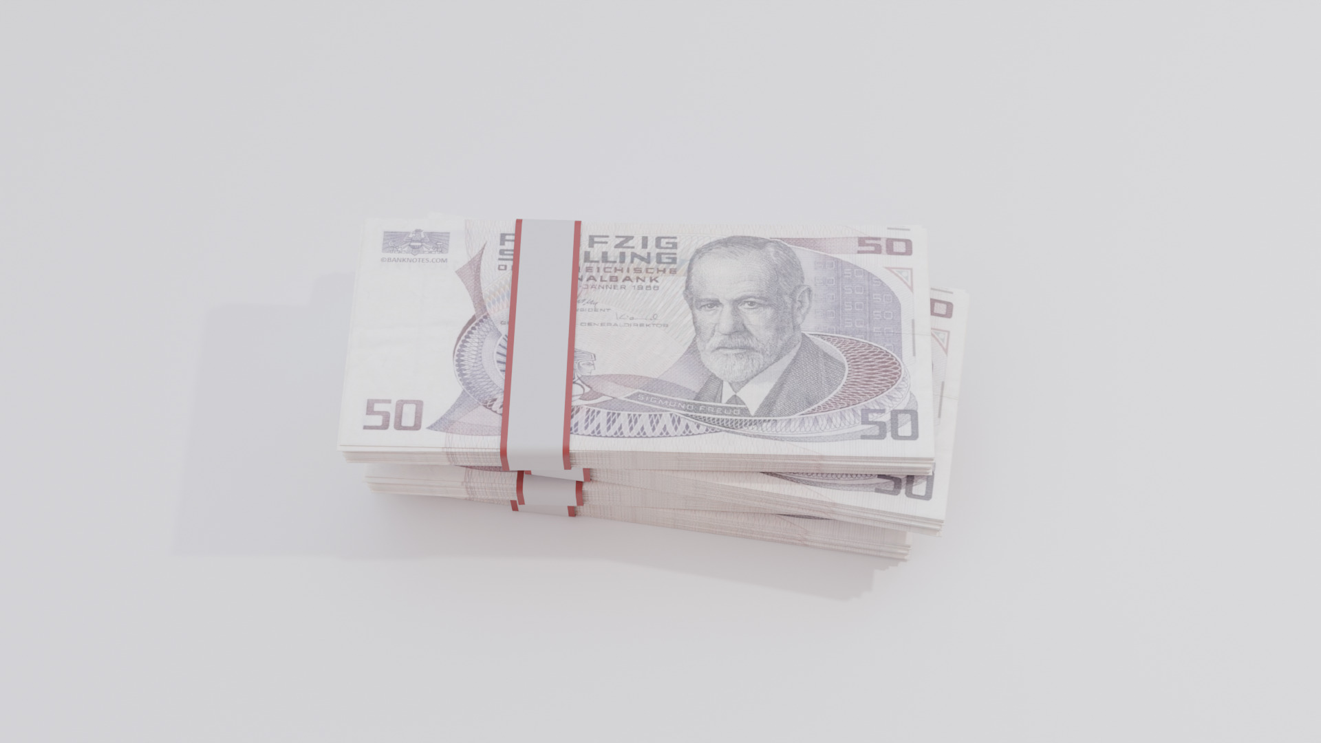 50 Austrian Schilling Currency Low-poly 3D model_3
