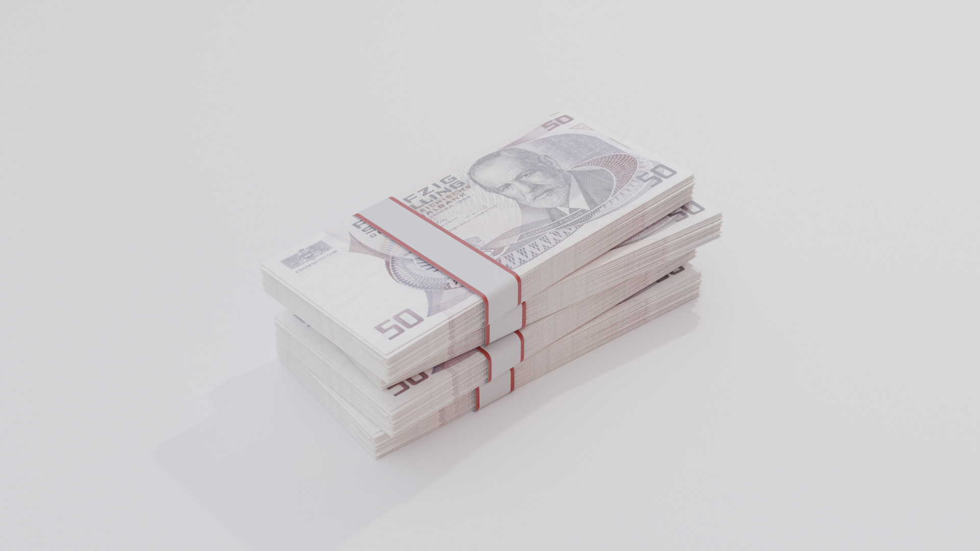 50 Austrian Schilling Currency Low-poly 3D model_2