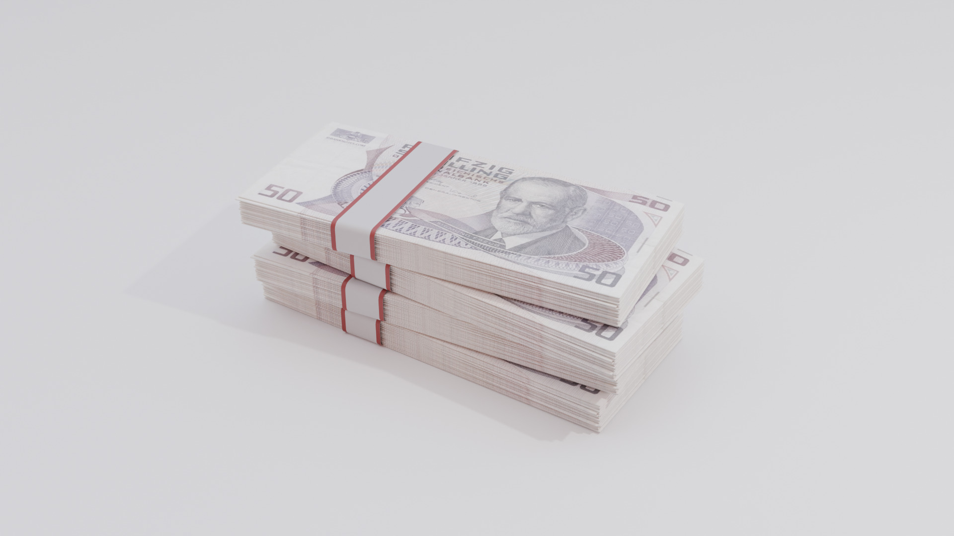 50 Austrian Schilling Currency Low-poly 3D model_1