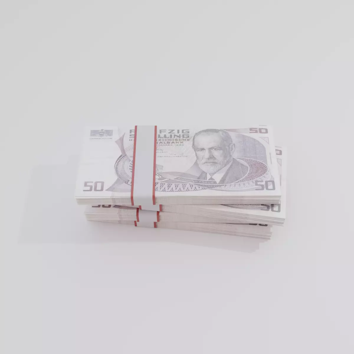 50 Austrian Schilling Currency Low-poly 3D model_0