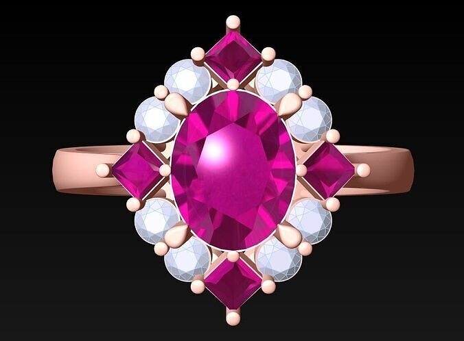 Oval stone ring - Womens  Rings -  N416005 3D print model