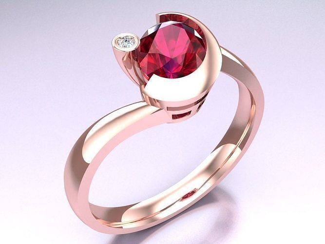 Oval stone ring - Womens  Rings - N416239 3D print model