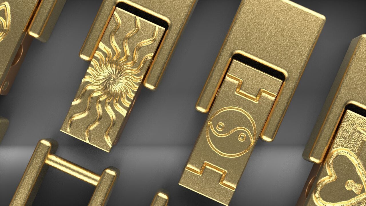  FoldOver BraceletClaspSet 6UniqueDesigns GeometricEyeSunYinYang 3D print model_4