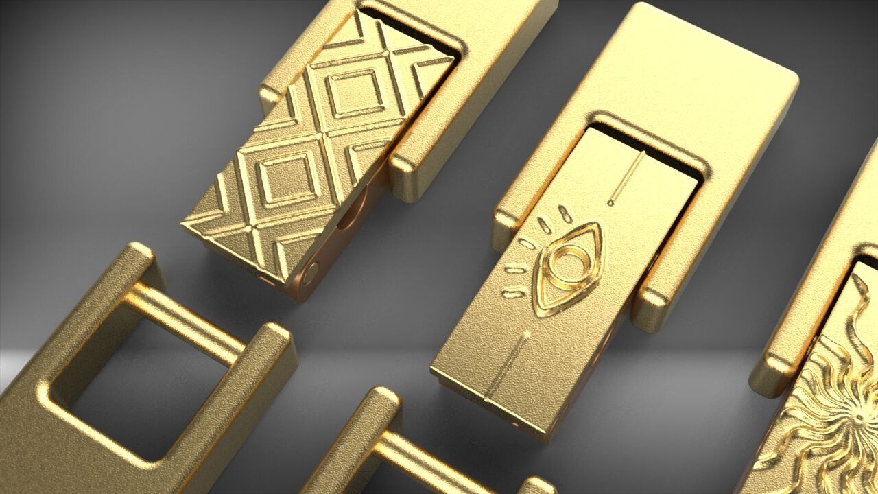  FoldOver BraceletClaspSet 6UniqueDesigns GeometricEyeSunYinYang 3D print model_5