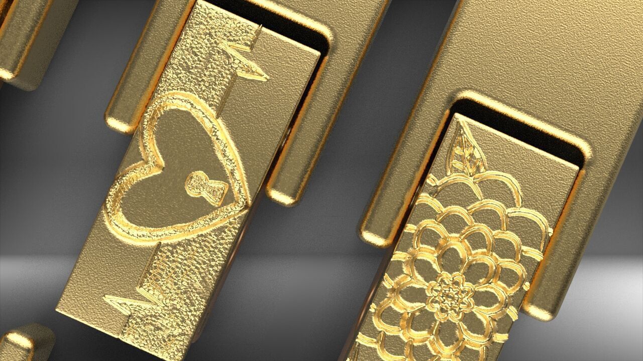  FoldOver BraceletClaspSet 6UniqueDesigns GeometricEyeSunYinYang 3D print model_3