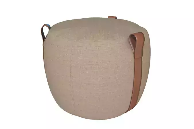  Lema Notch Pouf with Leather Handles