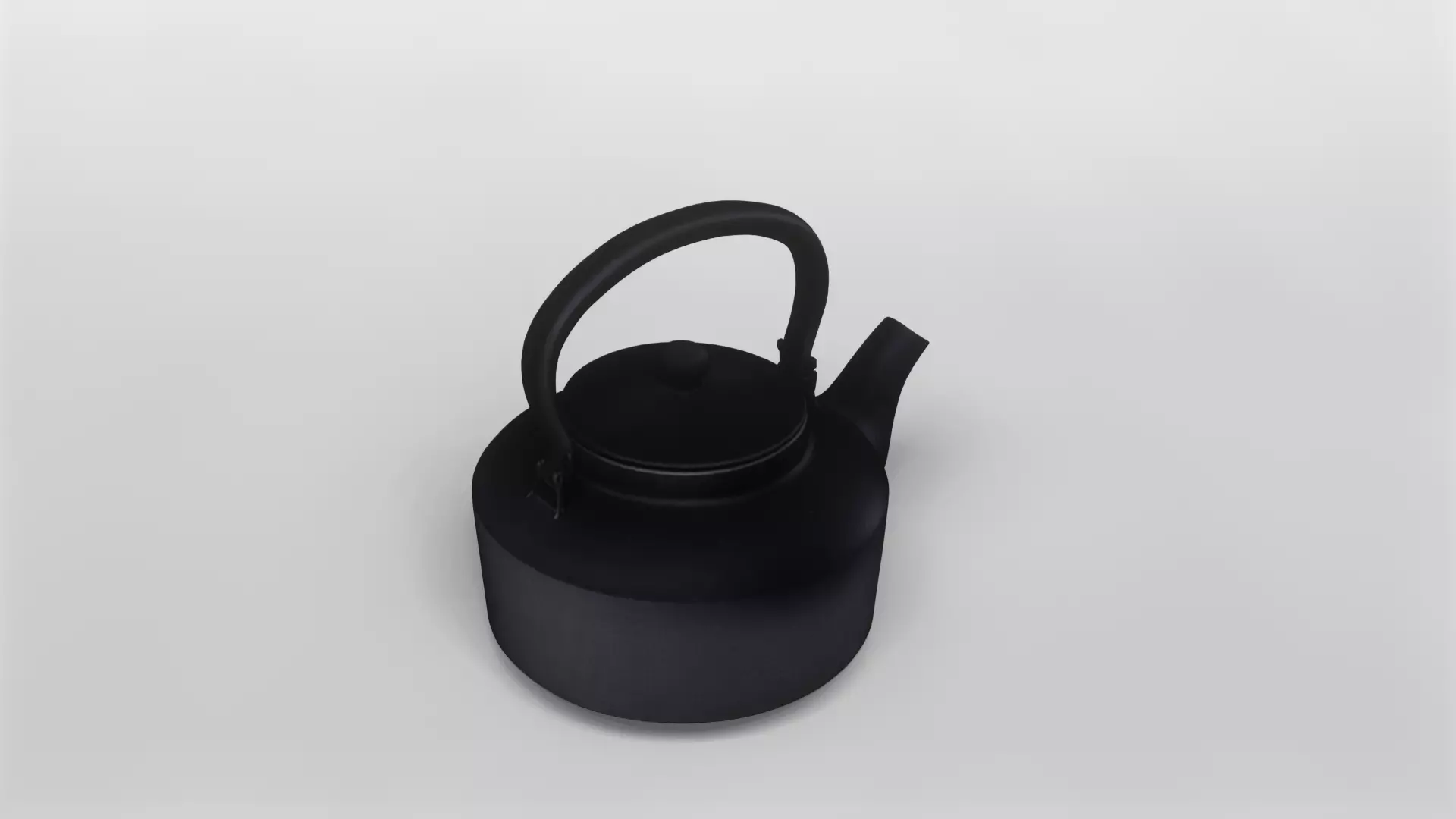 Classic Black Cast Iron Teapot 3D Model 3D model_0