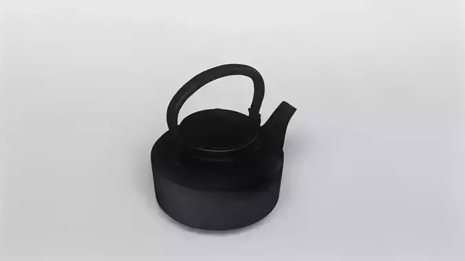 Classic Black Cast Iron Teapot 3D Model