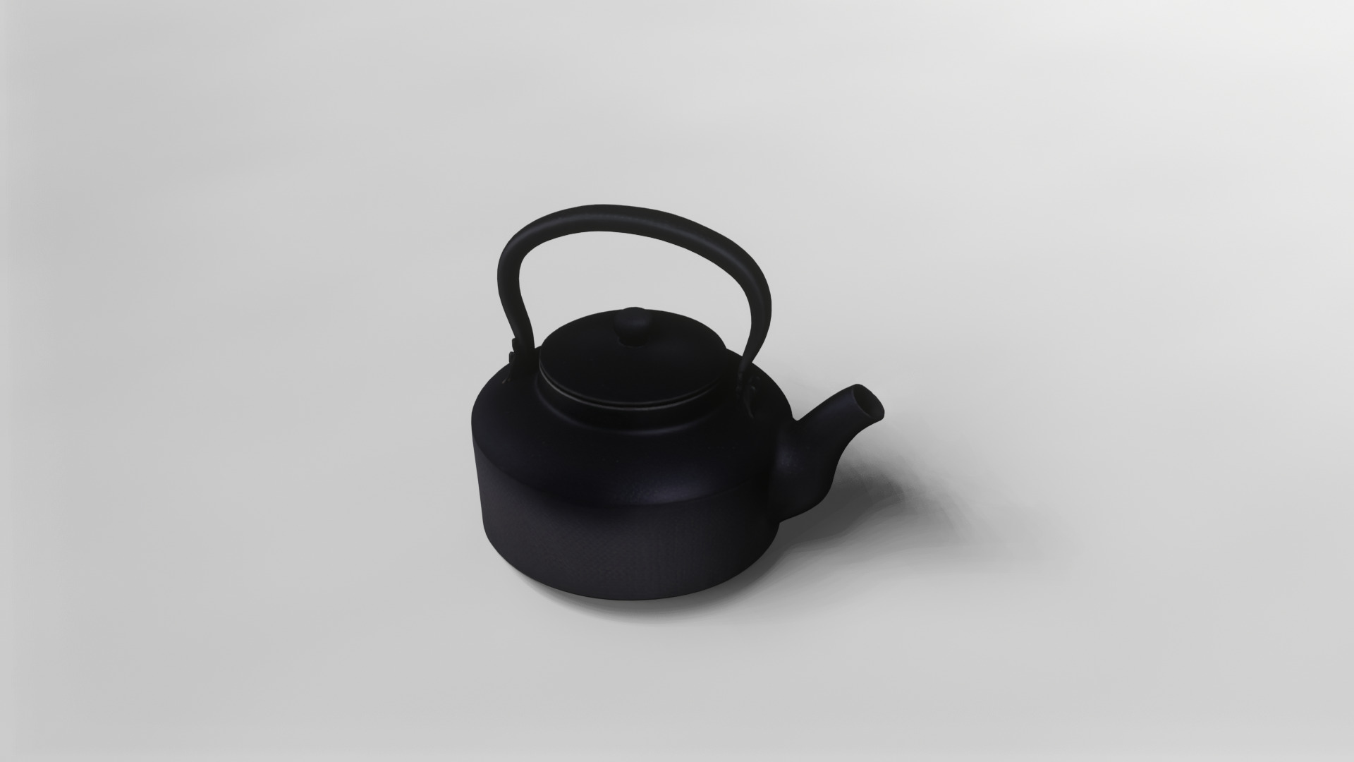 Classic Black Cast Iron Teapot 3D Model 3D model_1