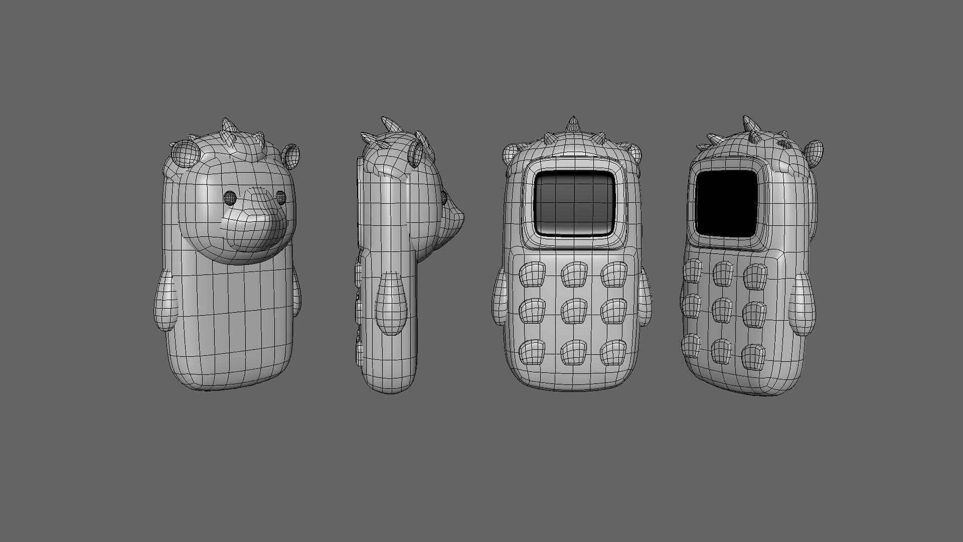 Cute Hedgehong Phone Toy 3D Model - Stylized Cartoon Mobile Low-poly 3D model_4