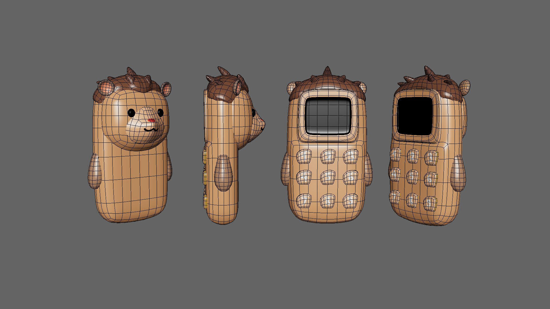 Cute Hedgehong Phone Toy 3D Model - Stylized Cartoon Mobile Low-poly 3D model_5