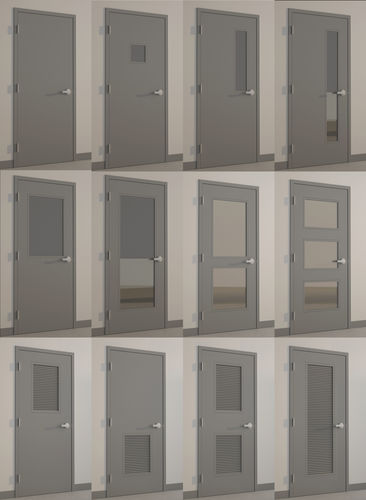 Doors office door with glass window 3D model
