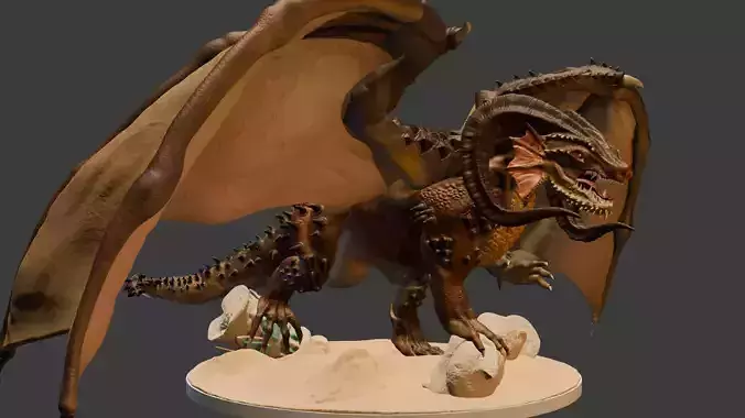 Adult Dragon of the Desert - 3 inches base 3D print model