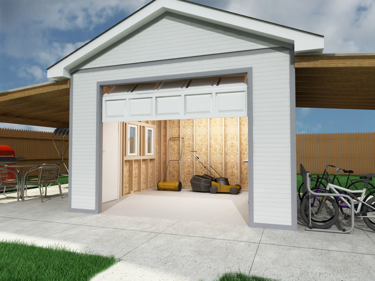 Garage-002 garage with bike rack 3D model_3